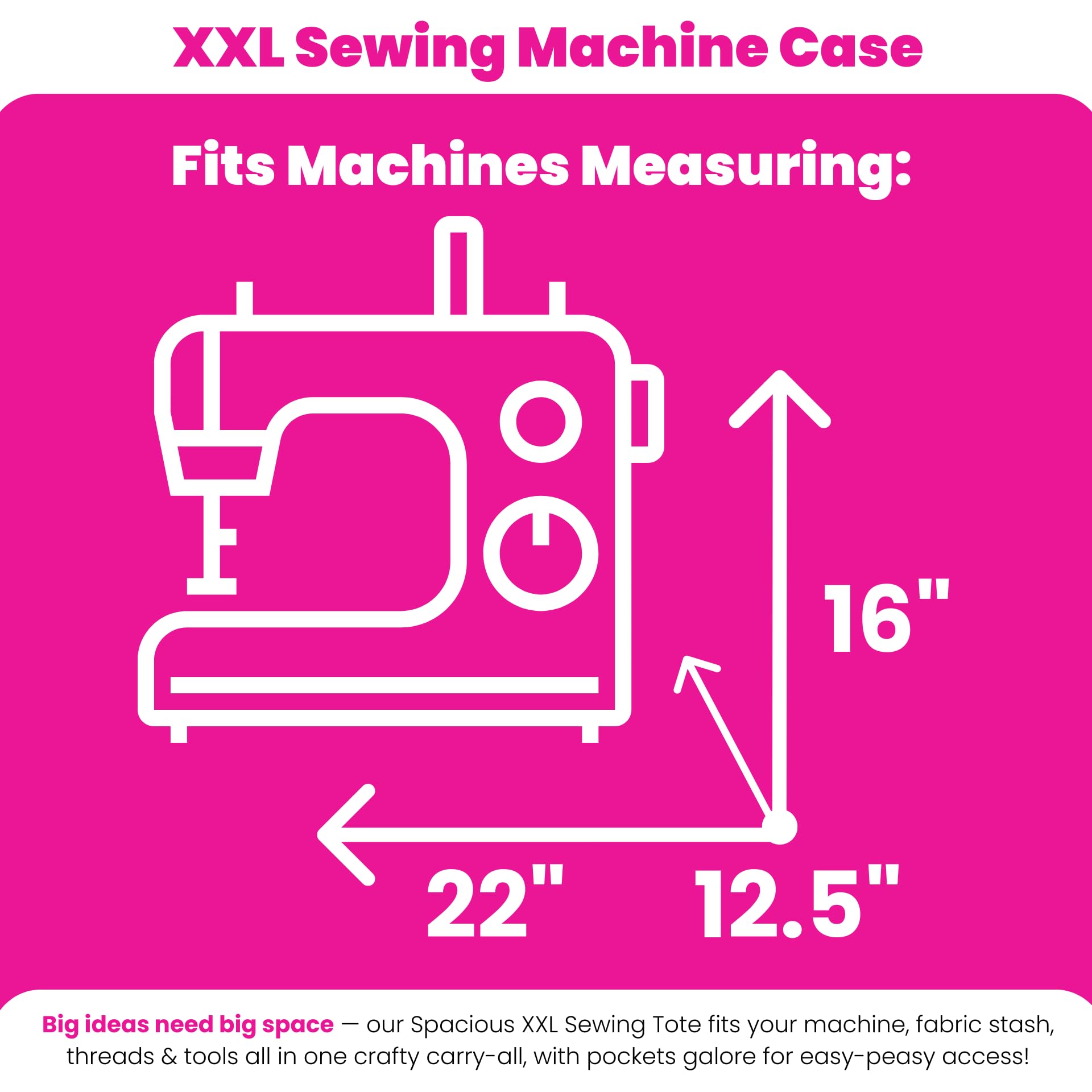 Everything Mary XXL 4 Wheel Collapsible Rolling Sewing Machine Storage Case, Heather Grey