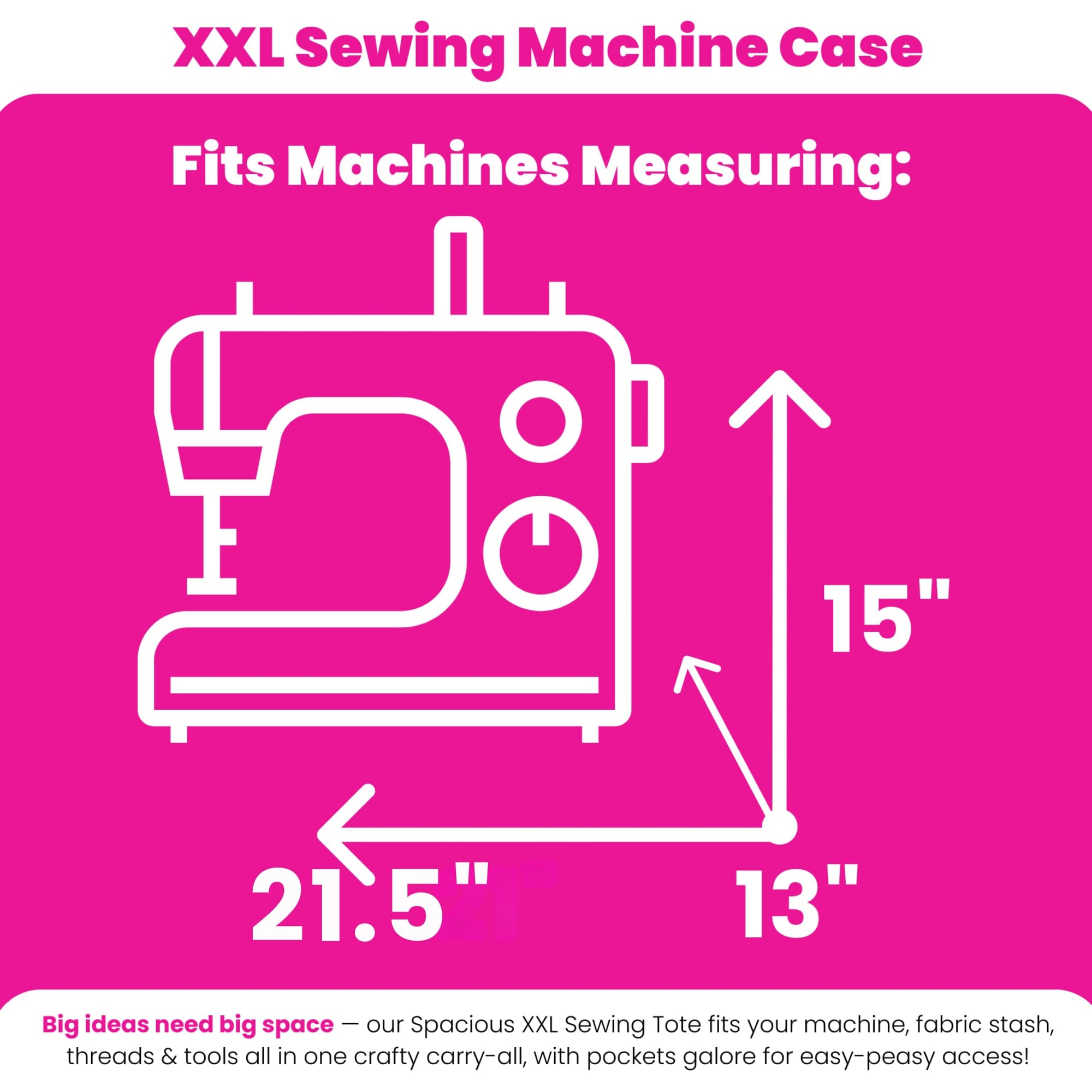 Everything Mary XXL 4 Wheel Collapsible Rolling Sewing Machine Storage Case, Black Quilted