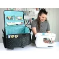 Rolling Sewing Machine Tote, Black & White Triangle Bag with Wheels & Telescoping Handle