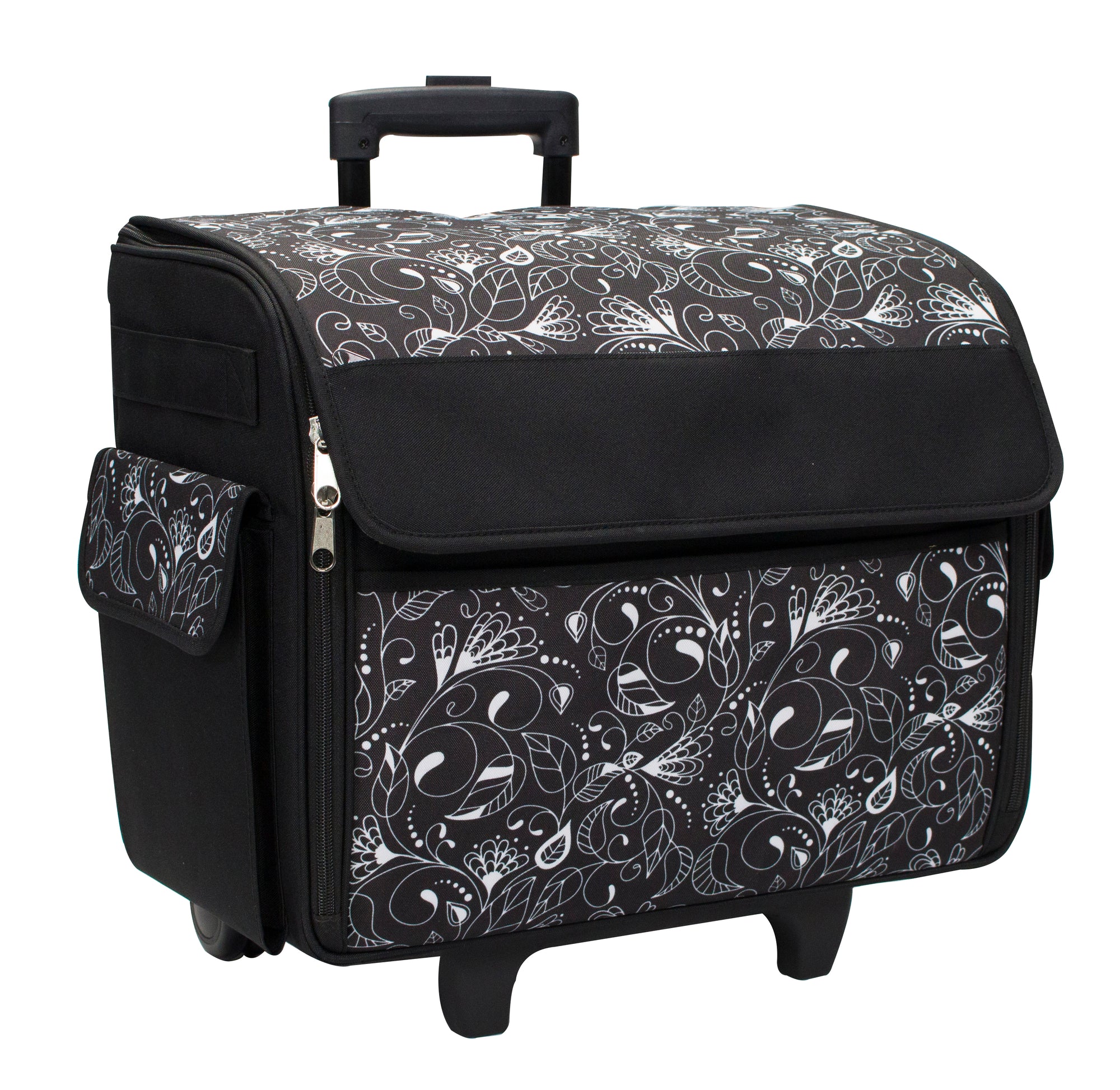 Rolling Sewing Machine Tote, Black & White