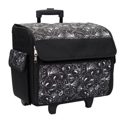 Rolling Sewing Machine Tote, Black & White