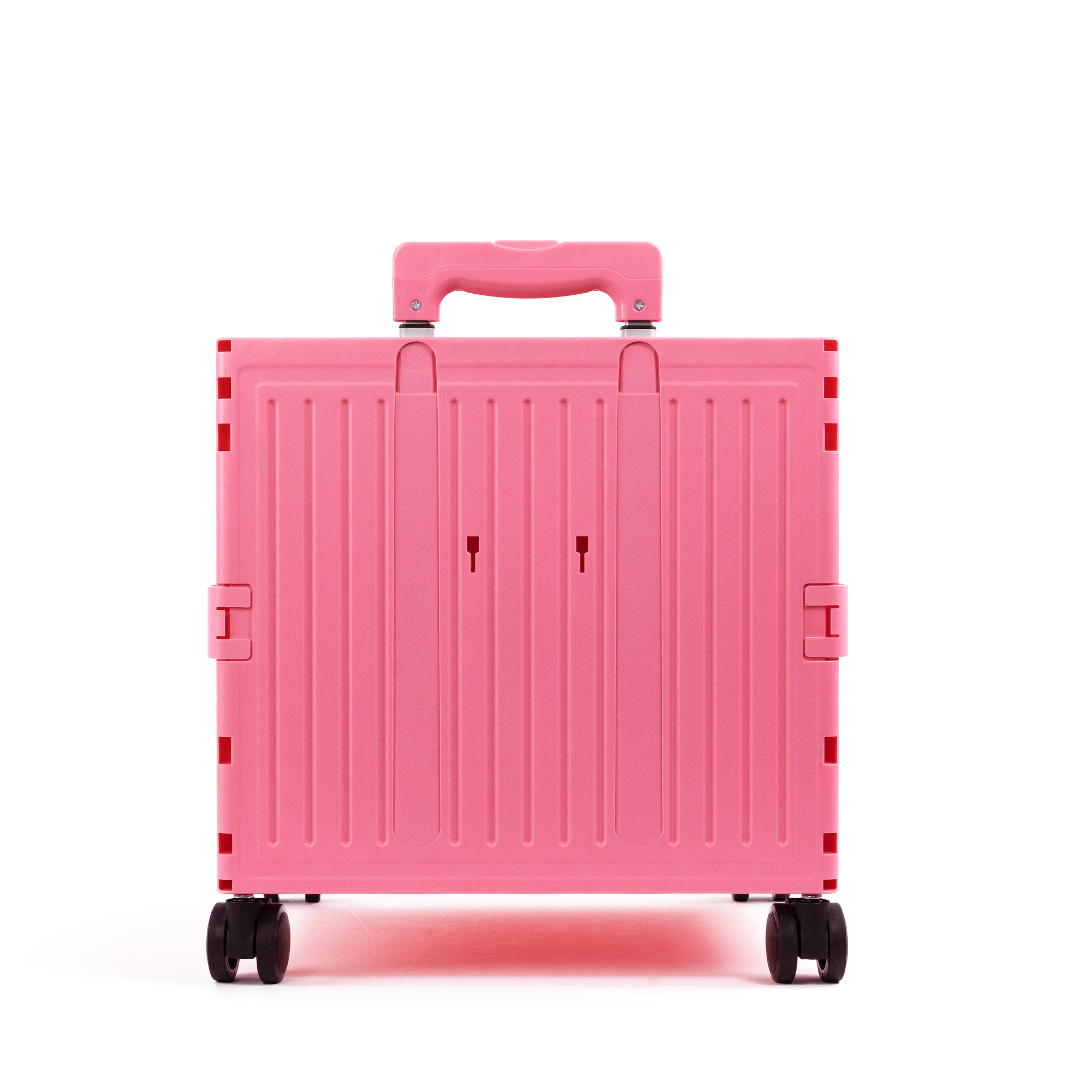 Pink Collapsible Rolling Cart with Lid and 360° Wheels – Foldable Utility Shopping and Teacher Cart