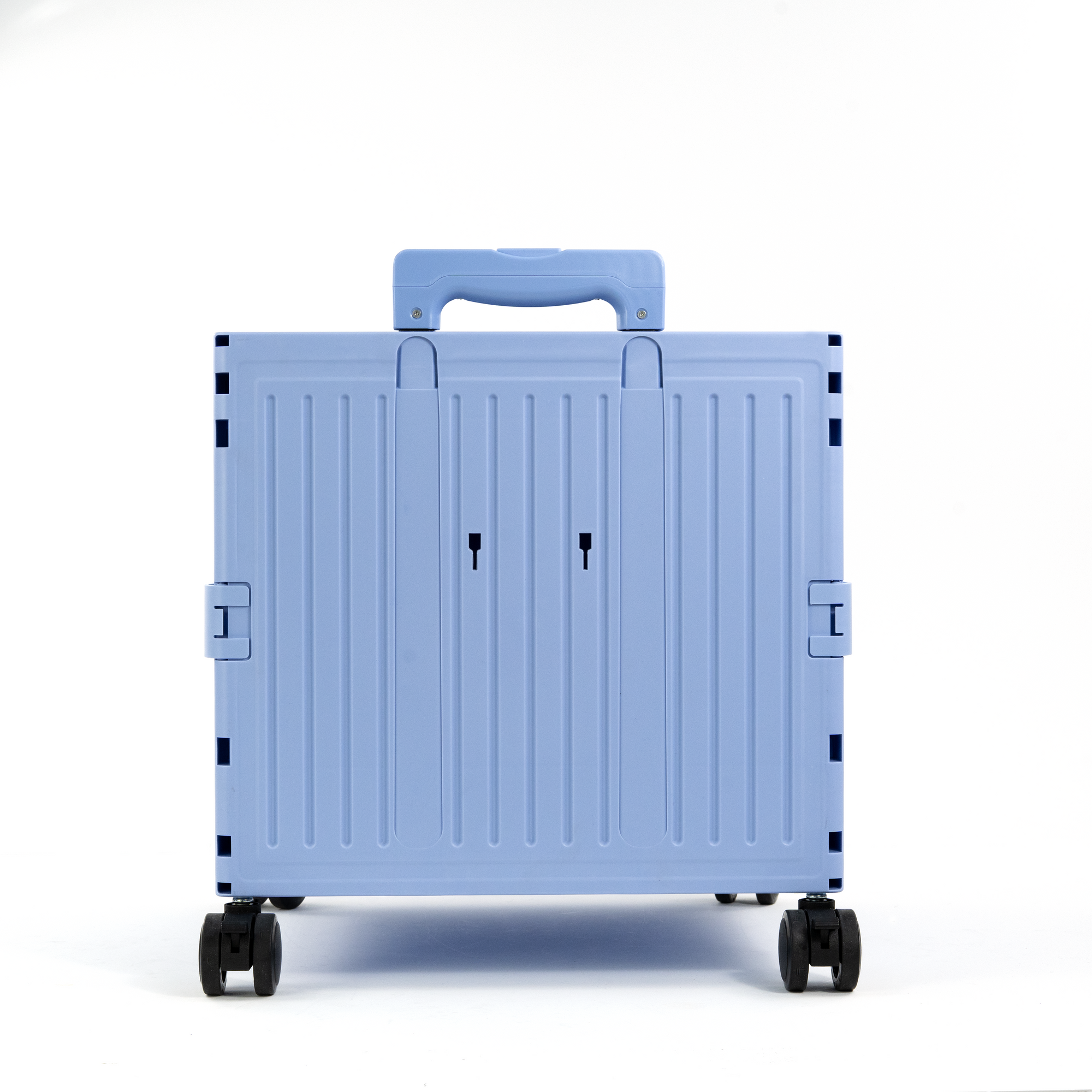 Blue Collapsible Rolling Cart with Lid and 360° Wheels – Foldable Utility Shopping and Teacher Cart