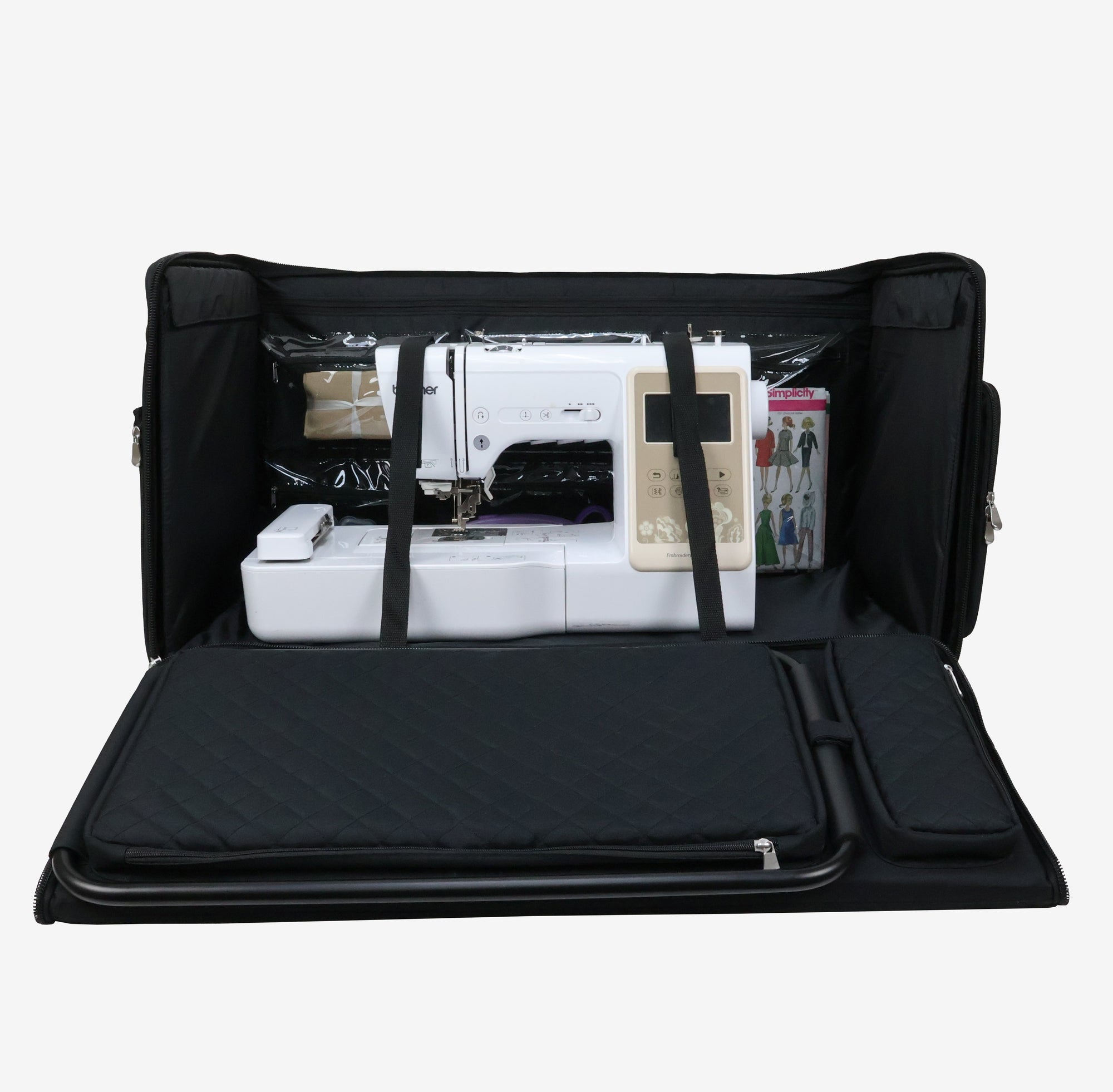 Everything Mary Jumbo 5 Wheel Collapsible Rolling Sewing Machine Storage Case, Black