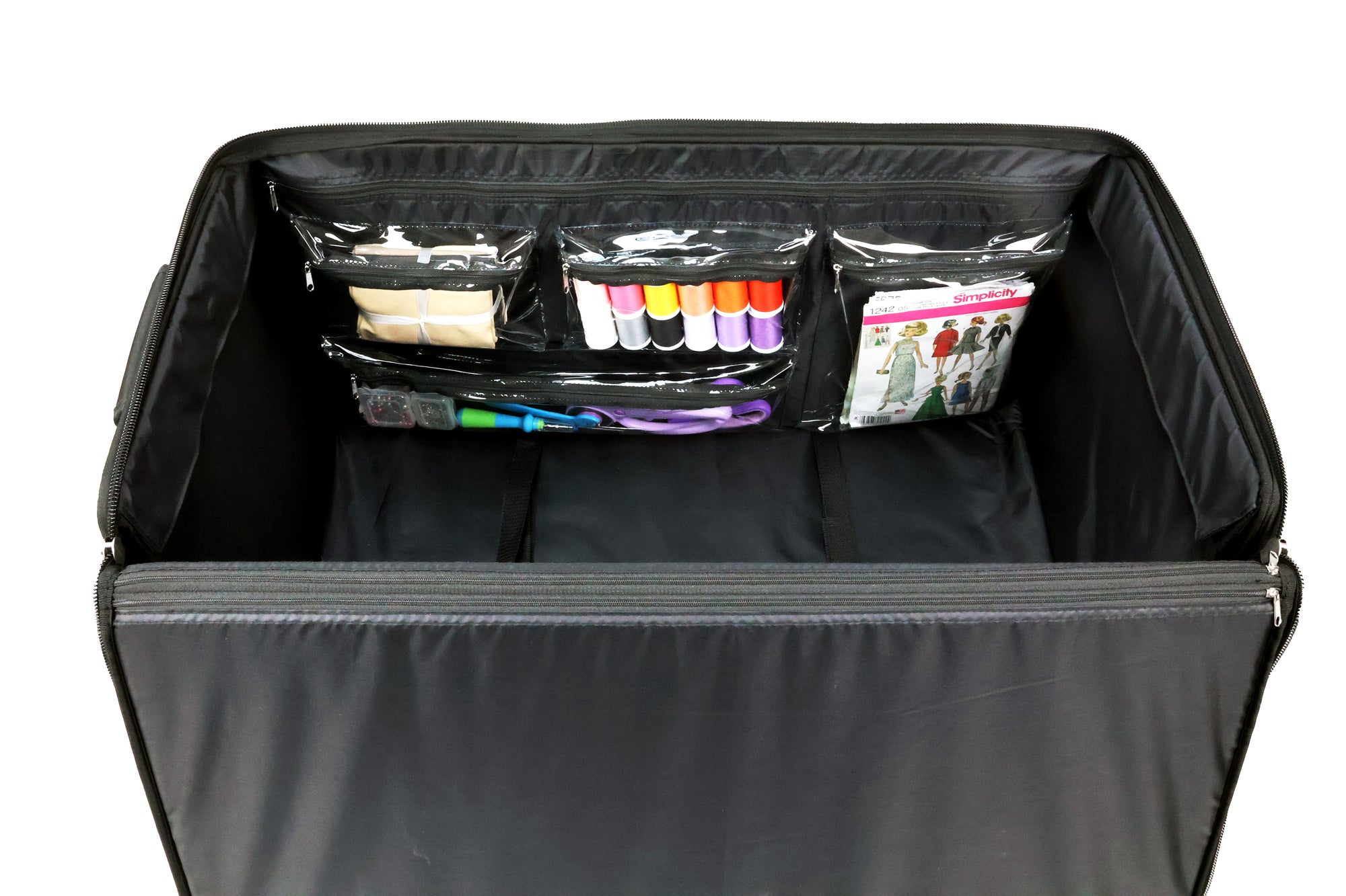 Everything Mary Jumbo 5 Wheel Collapsible Rolling Sewing Machine Storage Case, Black
