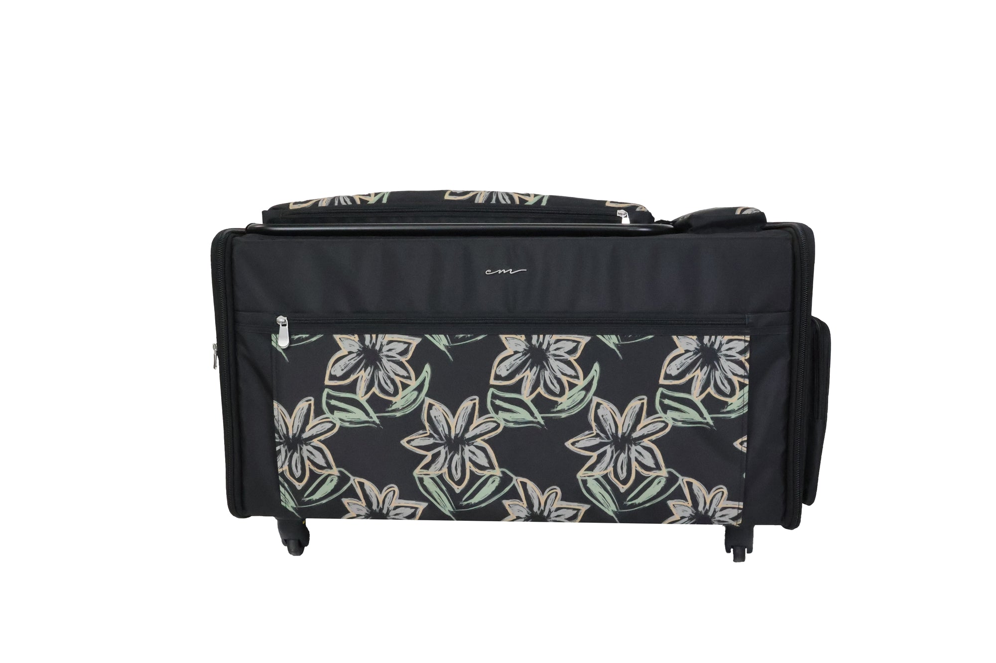 Everything Mary Jumbo 5 Wheel Collapsible Rolling Sewing Machine Storage Case, Floral