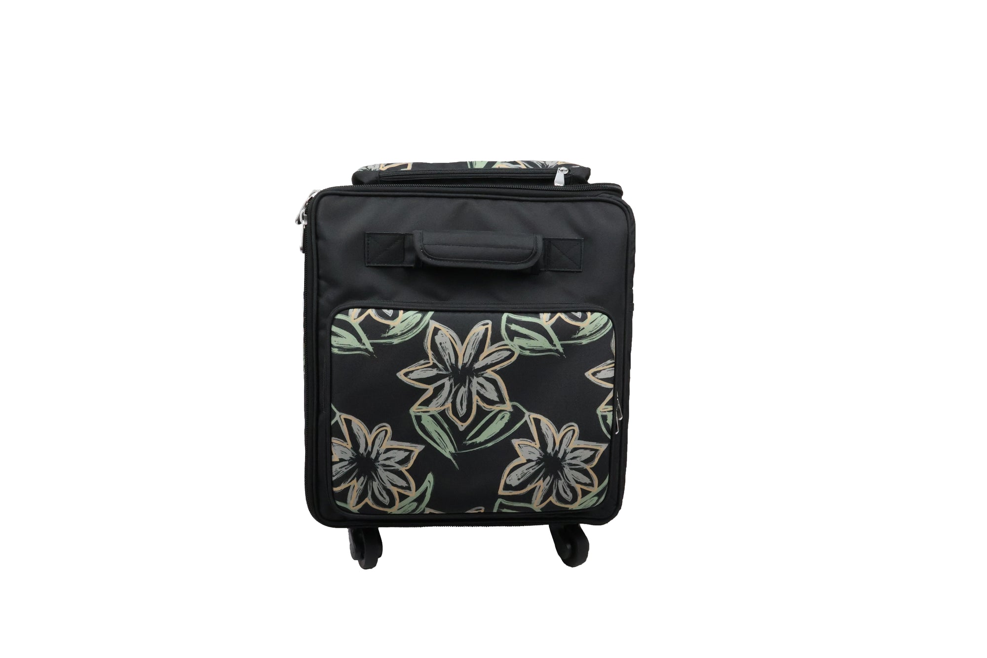 Everything Mary Jumbo 5 Wheel Collapsible Rolling Sewing Machine Storage Case, Floral