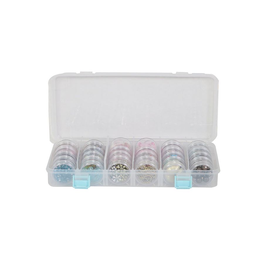 Everything Mary Clear Bead Storage Case with 28 Removable Jars – Portable Organizer for Beads, Jewelry, and Craft Supplies