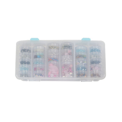 Everything Mary Clear Bead Storage Case with 28 Removable Jars – Portable Organizer for Beads, Jewelry, and Craft Supplies