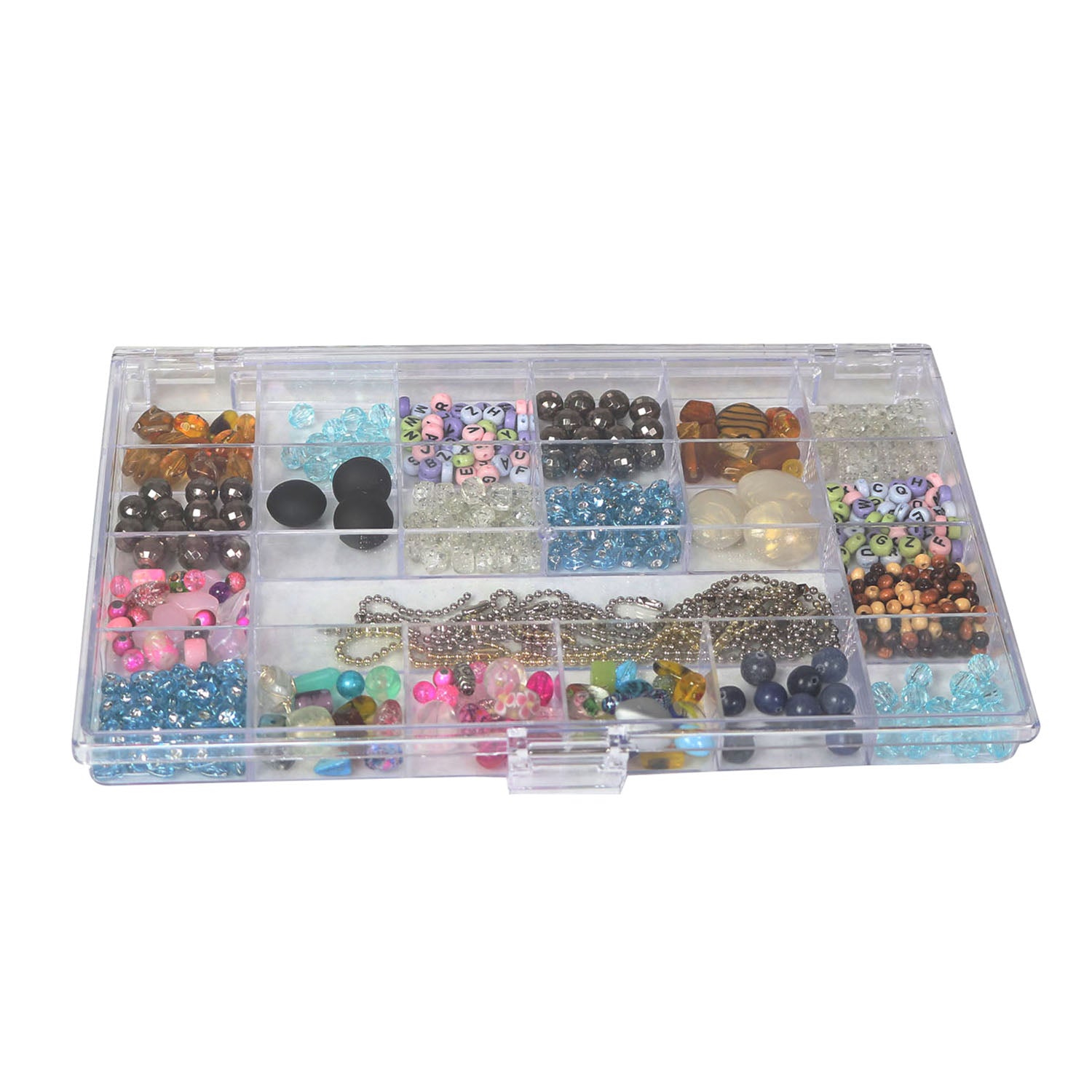 Everything Mary 21-Compartment Bead Storage Box – Clear Organizer for Jewelry, Diamond Art, and Small Craft Supplies