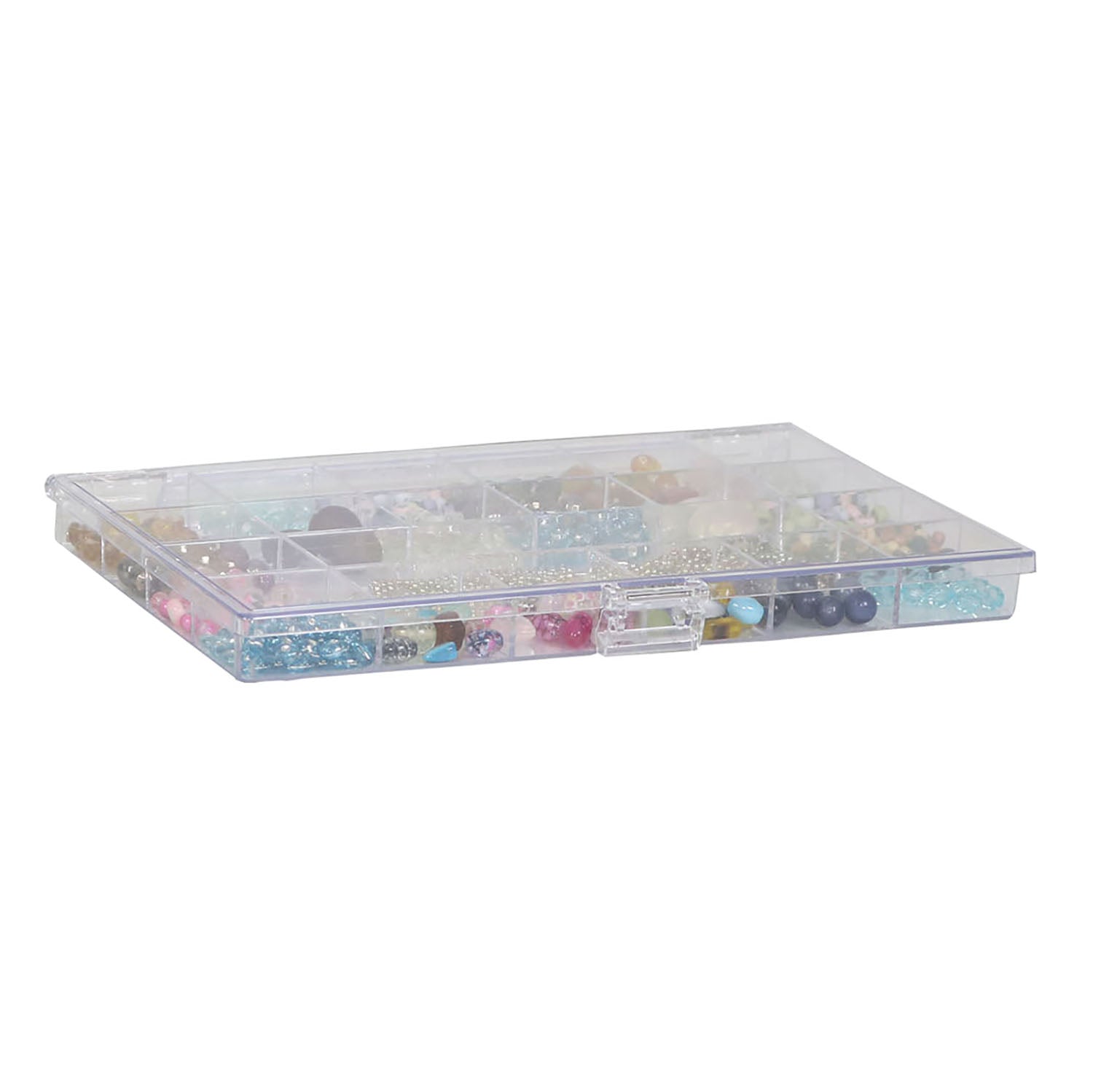 Everything Mary 21-Compartment Bead Storage Box – Clear Organizer for Jewelry, Diamond Art, and Small Craft Supplies