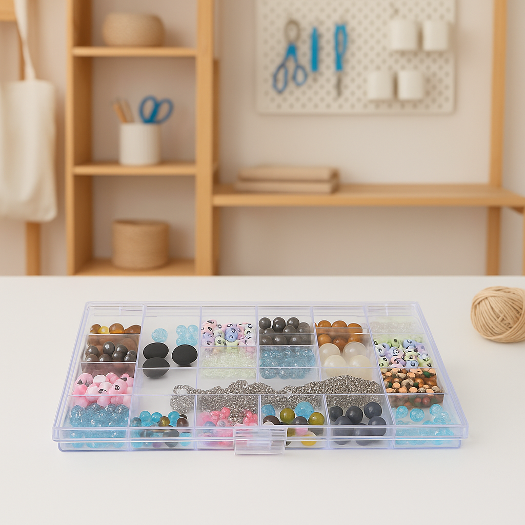 beads aufbewahrung Everything Mary 21-Compartment Bead Storage Box – Clear Organizer for Jewelry, Diamond Art, and Small Craft Supplies