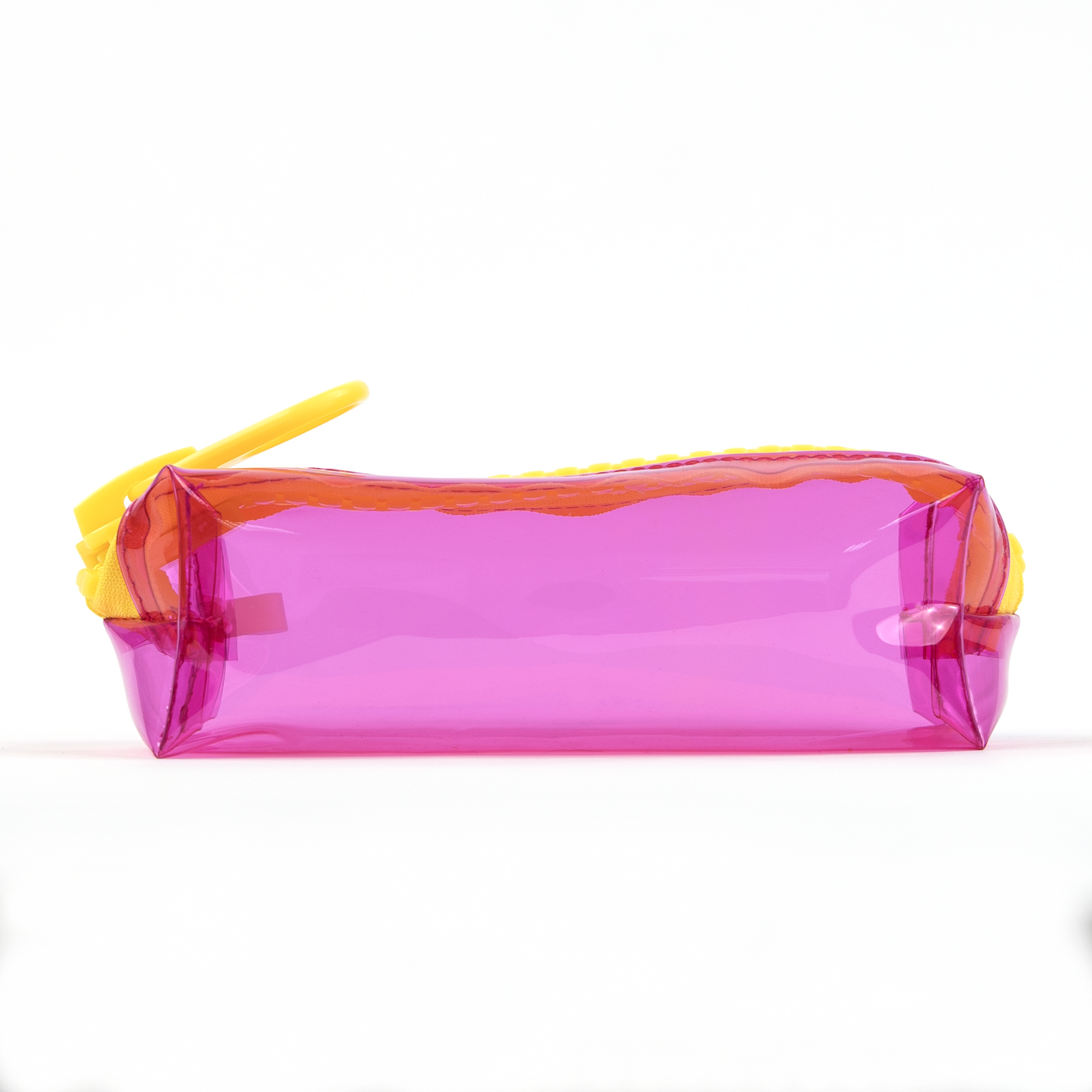 Everything Mary Chunky Zipper Pouch in Pink & Yellow – Clear Storage Pouch with Bold Zipper & Wipeable Material for Pencils, Art Supplies & Notions