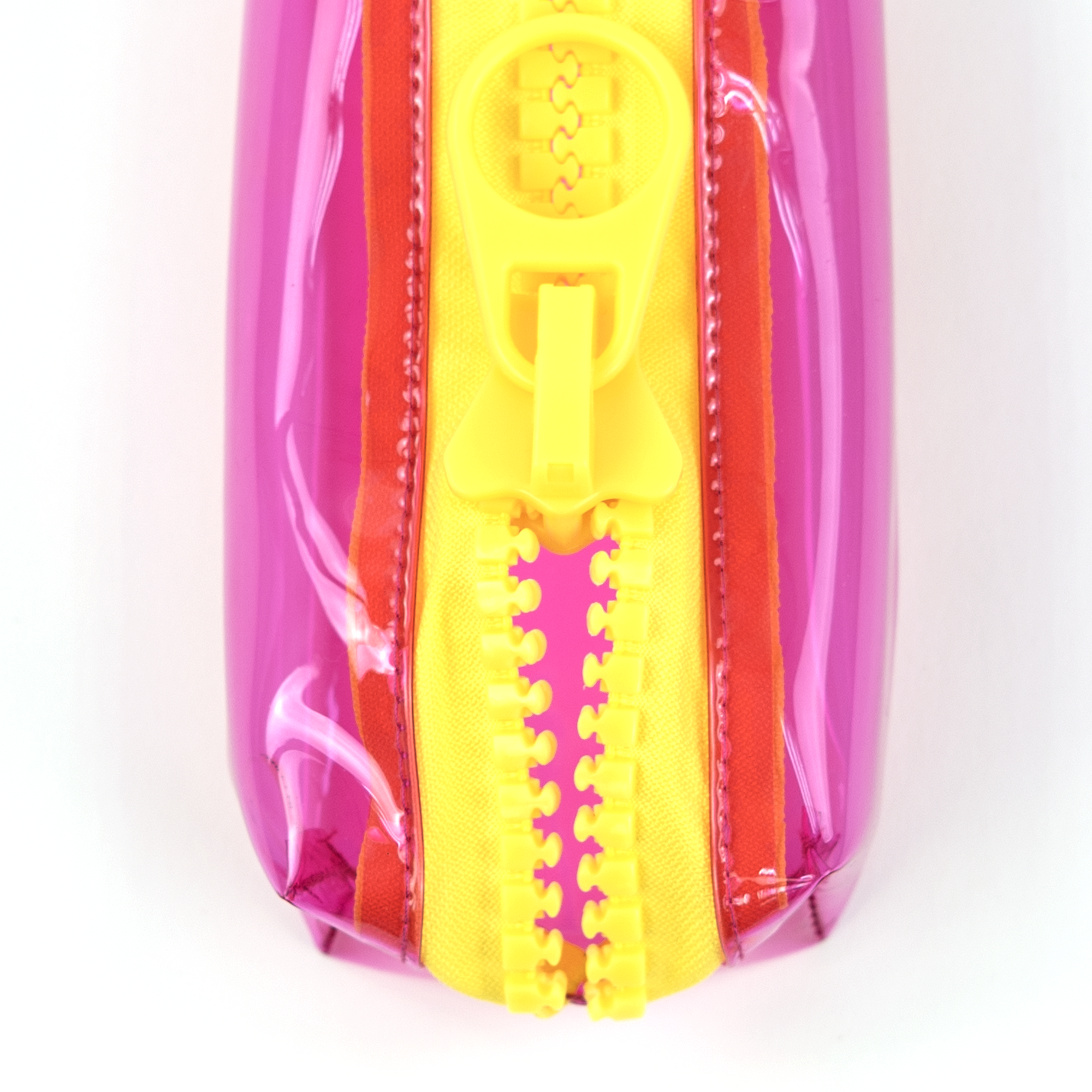 Everything Mary Chunky Zipper Pouch in Pink & Yellow – Clear Storage Pouch with Bold Zipper & Wipeable Material for Pencils, Art Supplies & Notions