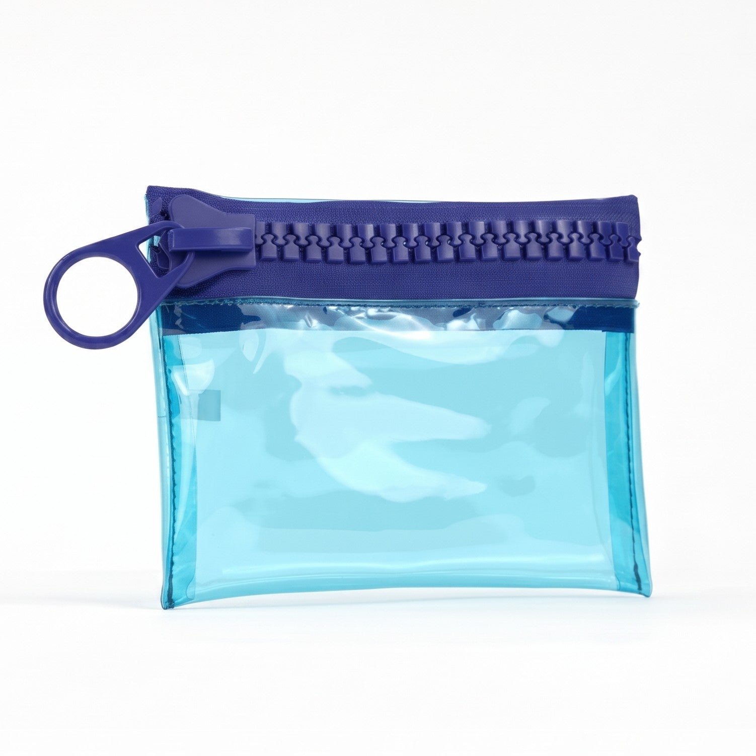 Everything Mary Chunky Zipper Pouch in Blue & Purple – Clear Storage Pouch with Bold Zipper & Wipeable Material for Pencils, Art Supplies & Notions