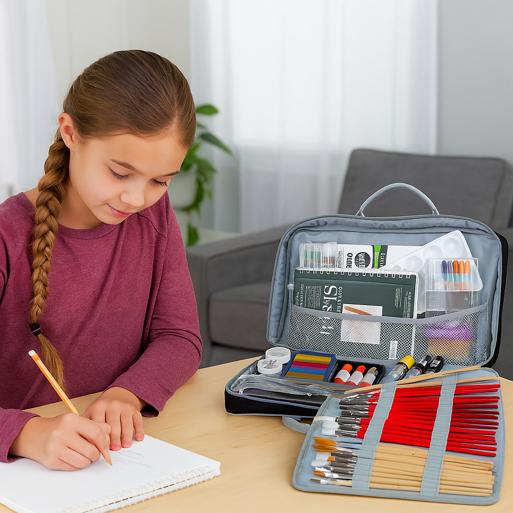 Everything Mary Deluxe Art Case – Portable Art Supply Organizer – Black