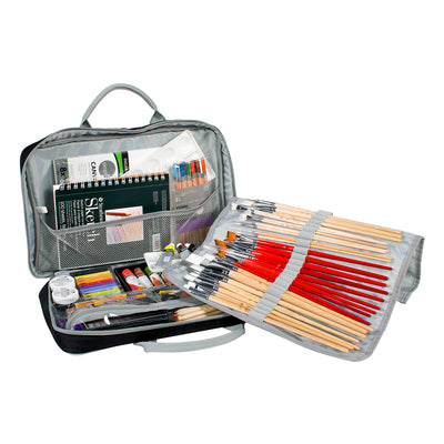 Everything Mary Art Supply Organizer Case with Brush Roll – Travel Pencil Pouch & Craft Storage for Makers