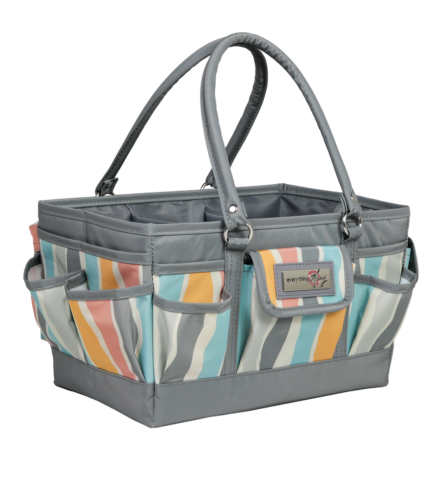 Deluxe Store & Tote Craft Organizer, Grey Stripes