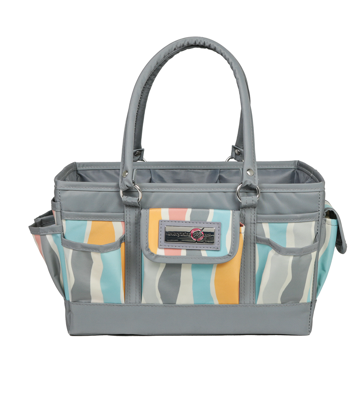 Deluxe Store & Tote Craft Organizer, Grey Stripes