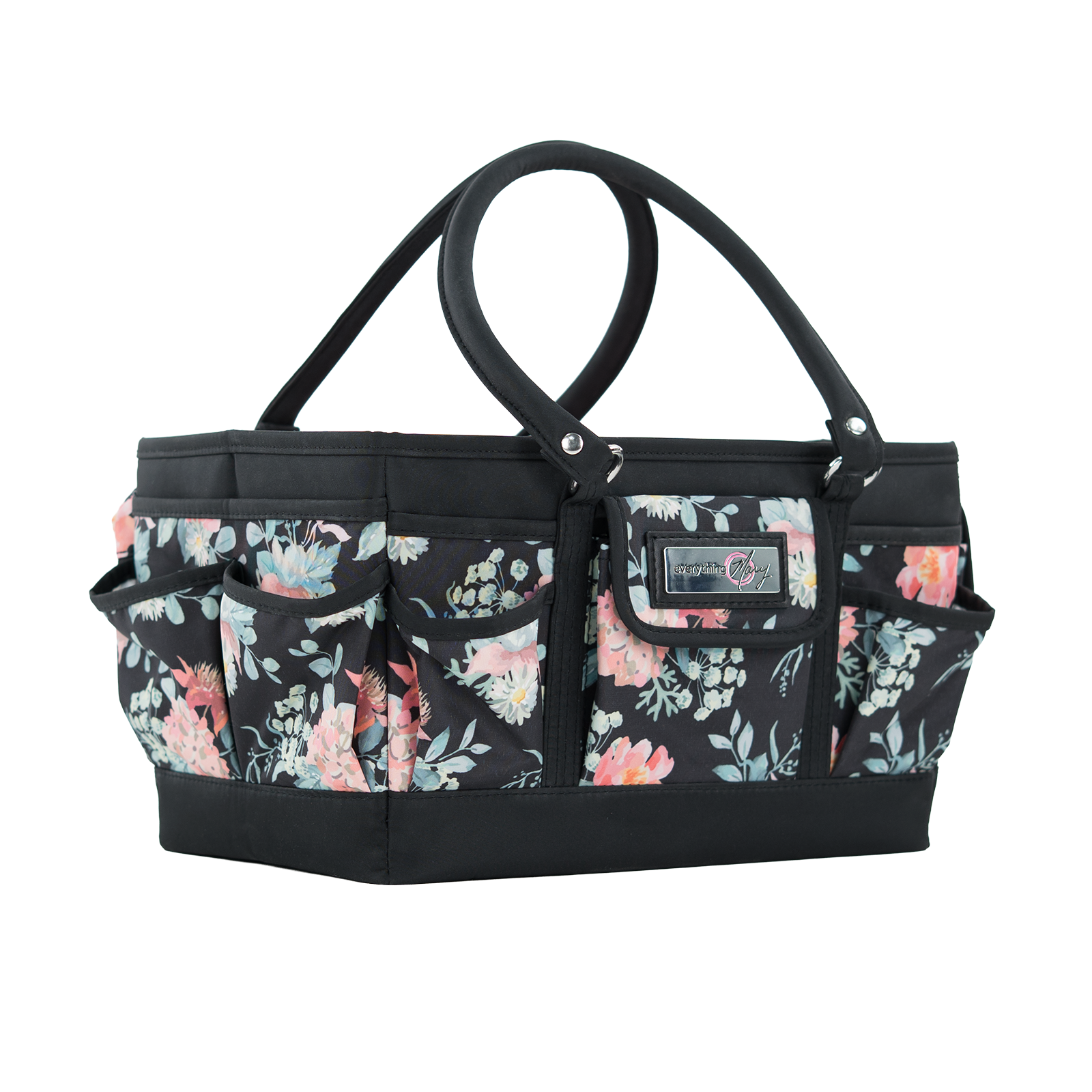 Deluxe Store & Tote Craft Organizer, Black & Floral