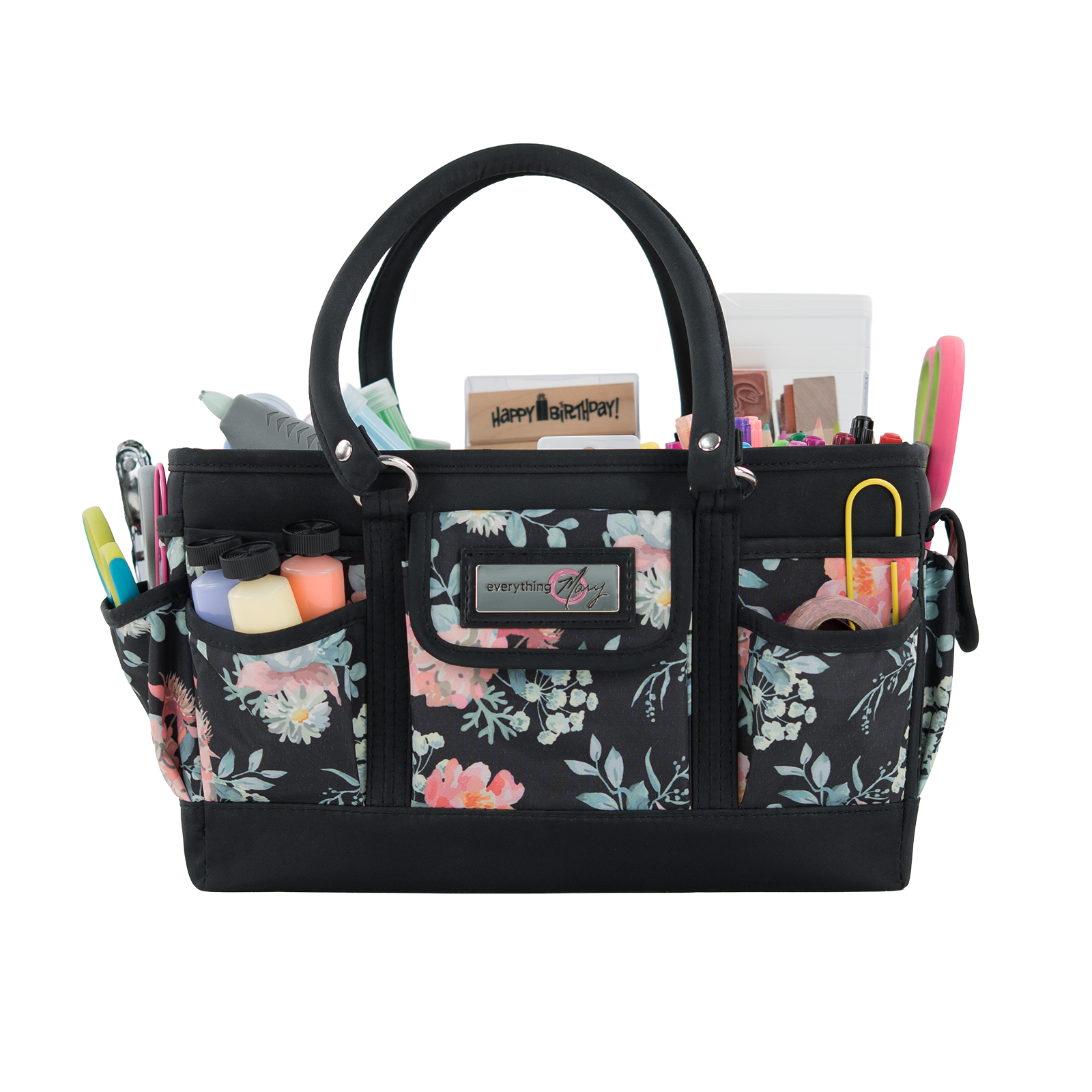 Deluxe Store & Tote Craft Organizer, Black & Floral