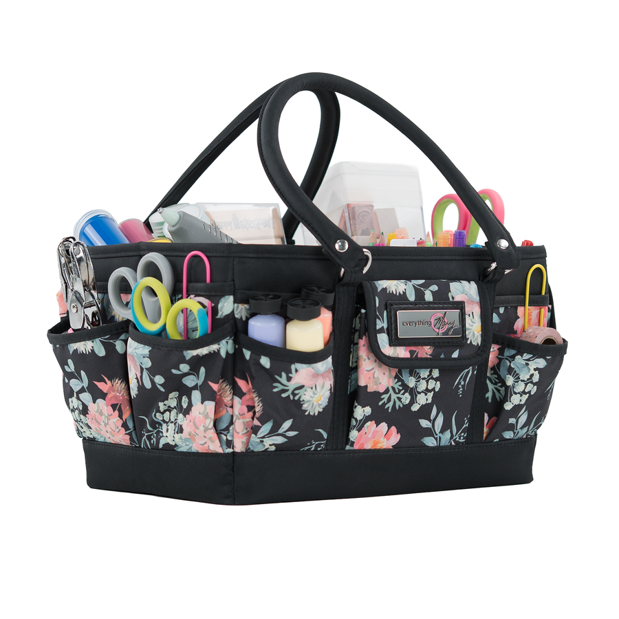 Deluxe Store & Tote Craft Organizer, Black & Floral