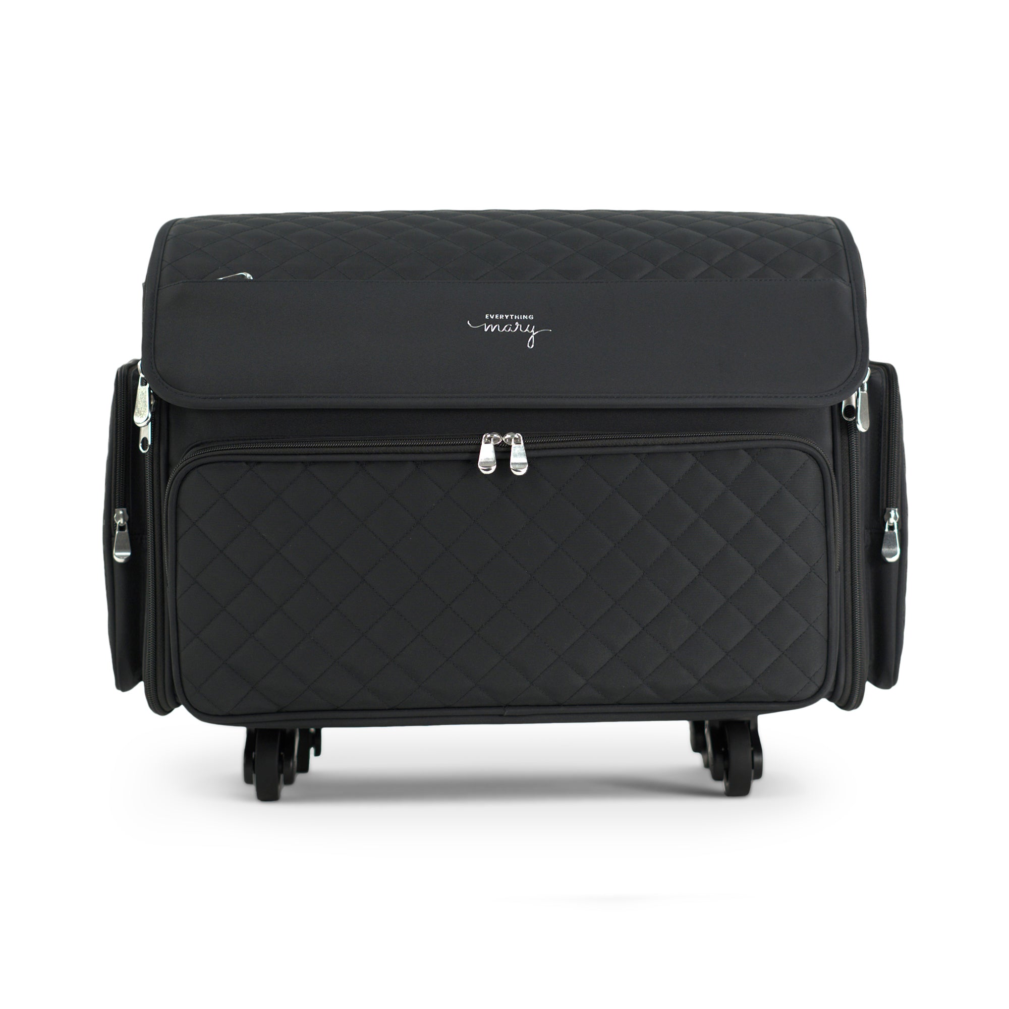 Everything Mary XL Rolling Sewing Machine Case with Wheels in Black Quilted – Sewing Machine Tote Bag for Travel, Classes & Quilting