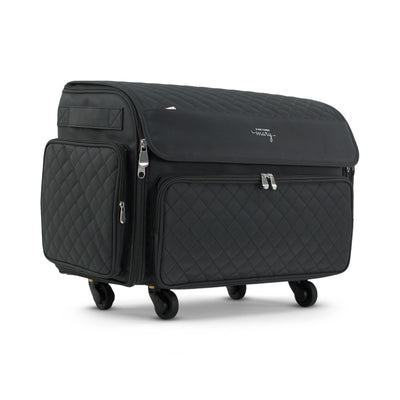 Everything Mary XL Rolling Sewing Machine Case with Wheels in Black Quilted – Sewing Machine Tote Bag for Travel, Classes & Quilting