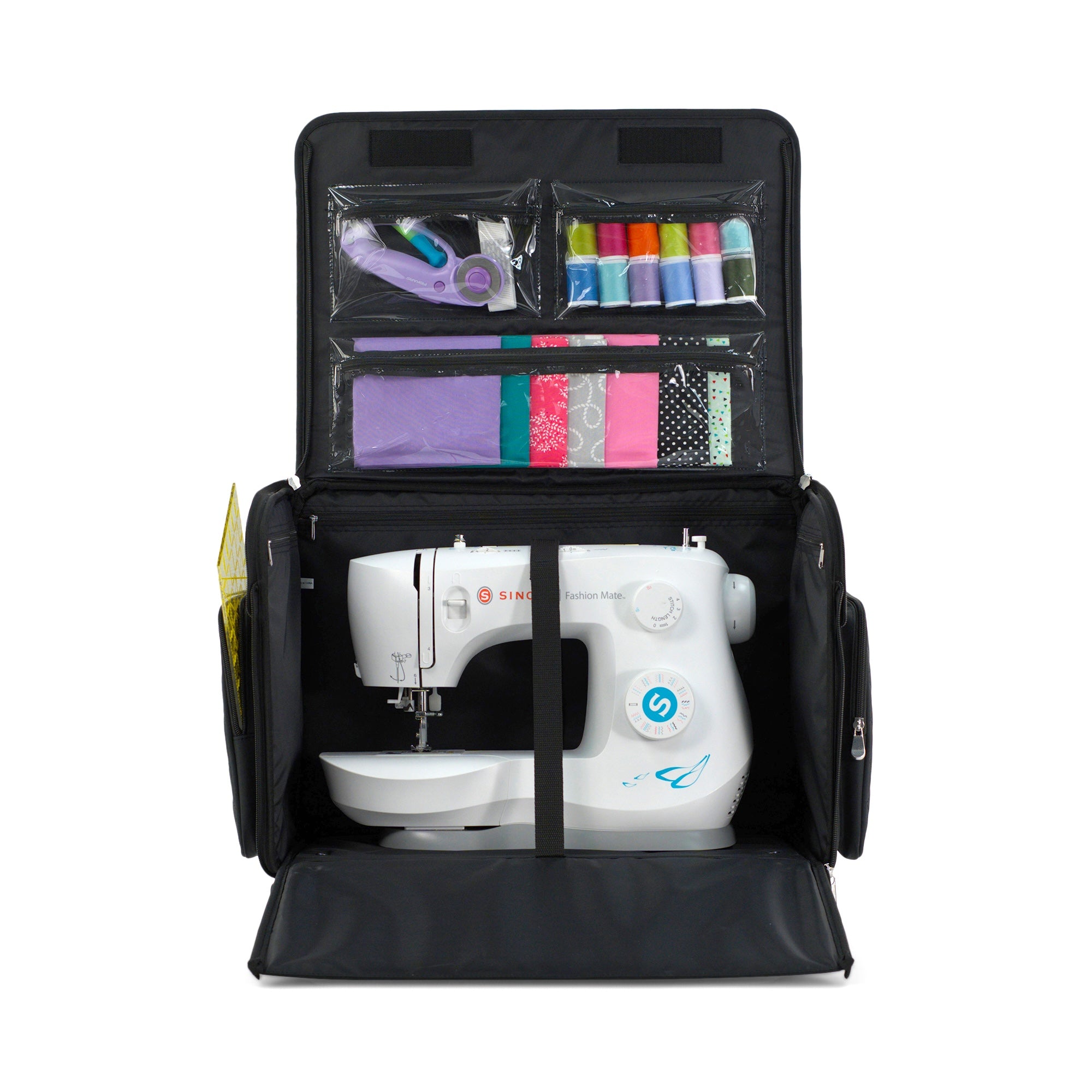 Everything Mary XL Rolling Sewing Machine Case with Wheels in Black Quilted – Sewing Machine Tote Bag for Travel, Classes & Quilting