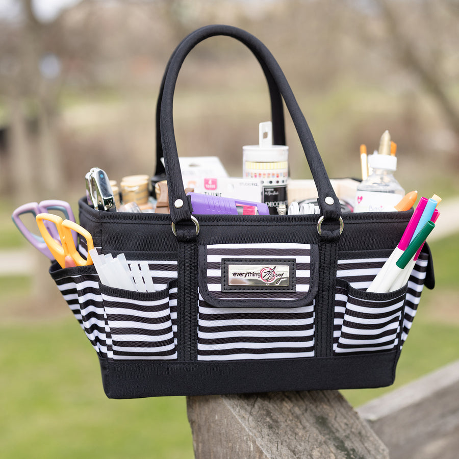 Deluxe Store & Tote Craft Organizer, Black & White Stripes