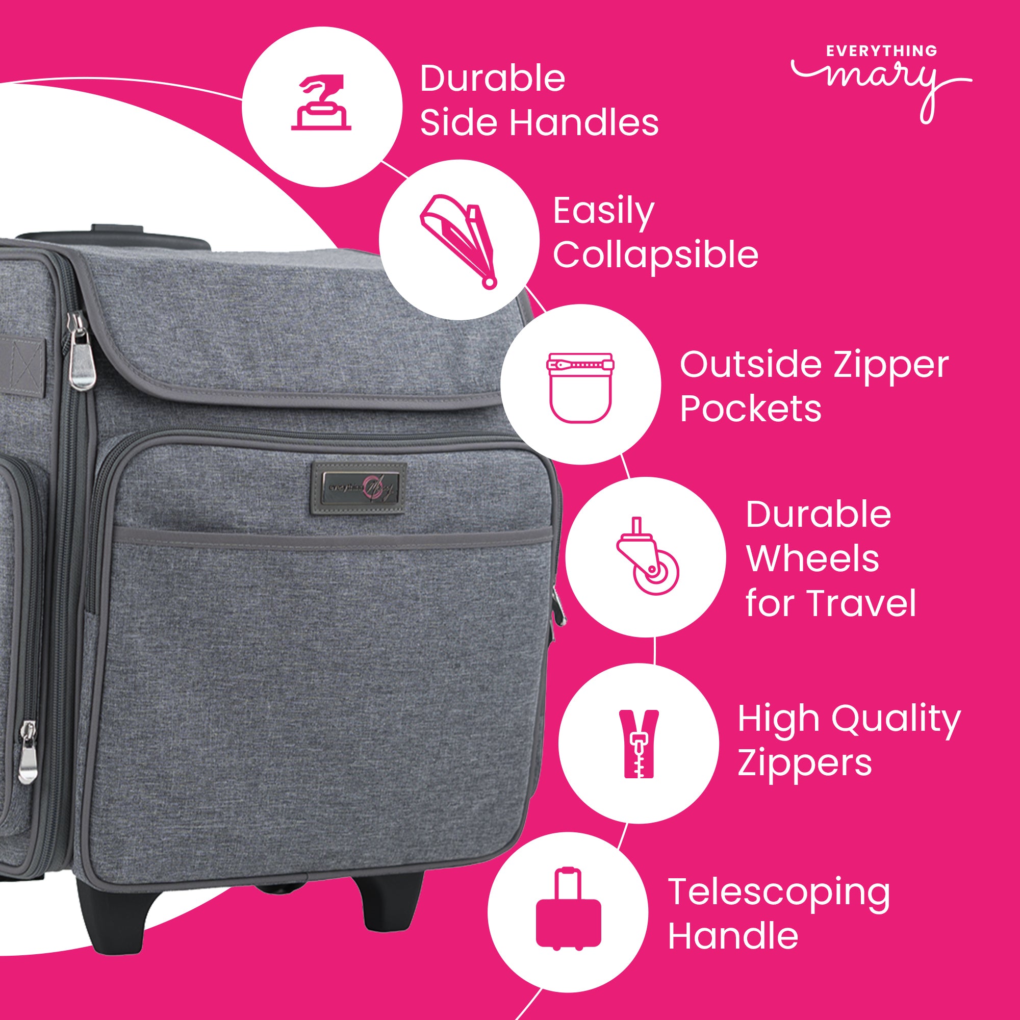 Collapsible Rolling Scrapbook & Featherweight Case, Heather