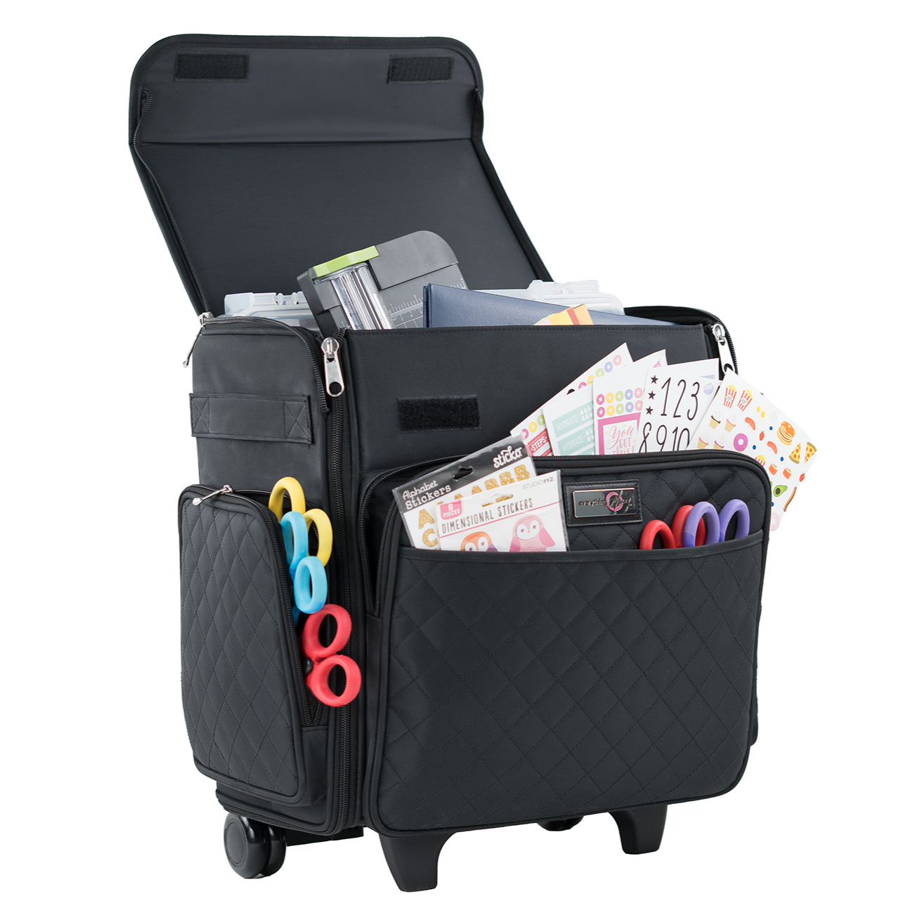 Collapsible Rolling Scrapbook & Featherweight Case, Black Quilted