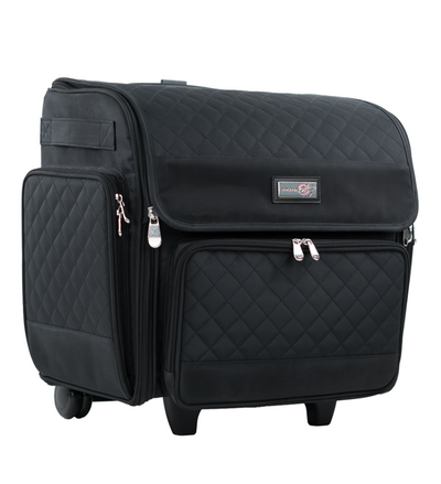 Deluxe Collapsible Rolling Scrapbook Case, Black Quilted