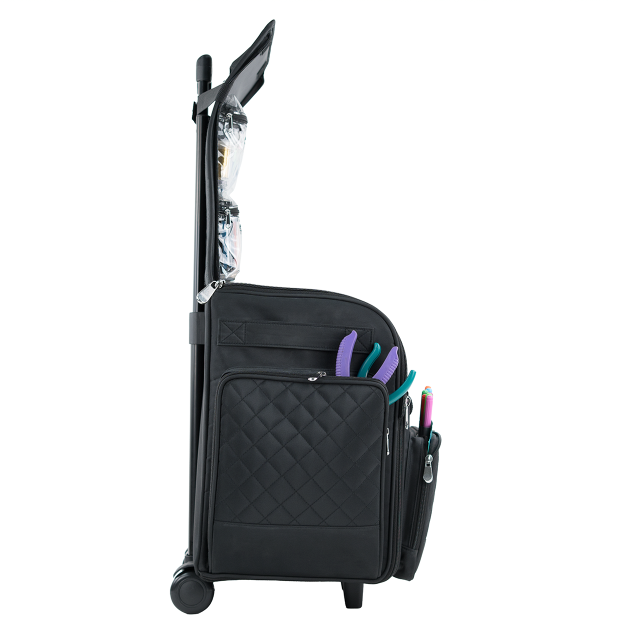 Deluxe Collapsible Rolling Scrapbook Case, Black Quilted