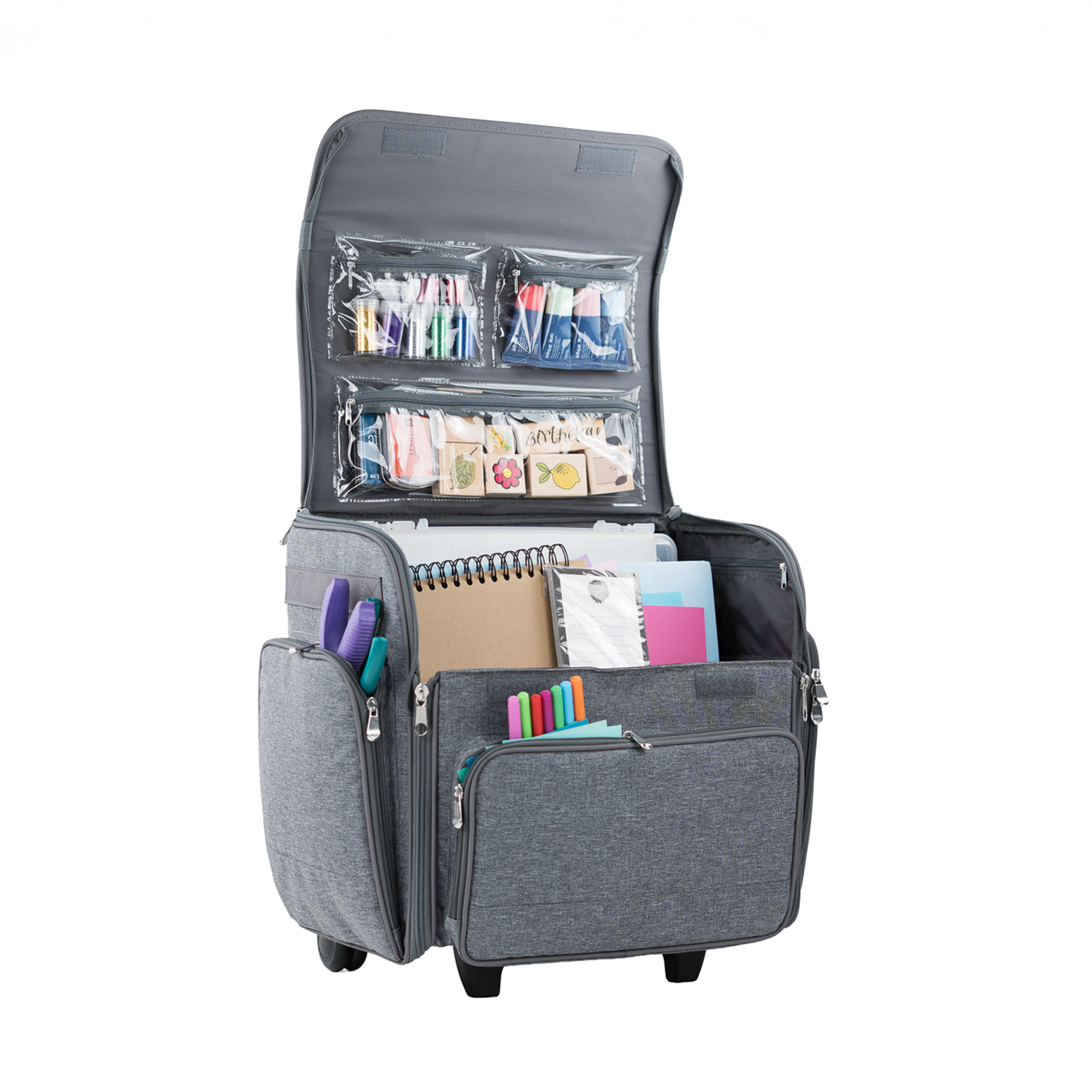 Deluxe Collapsible Rolling Scrapbook Case, Heather