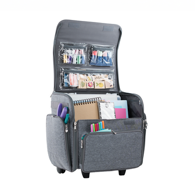 Deluxe Collapsible Rolling Scrapbook Case, Heather