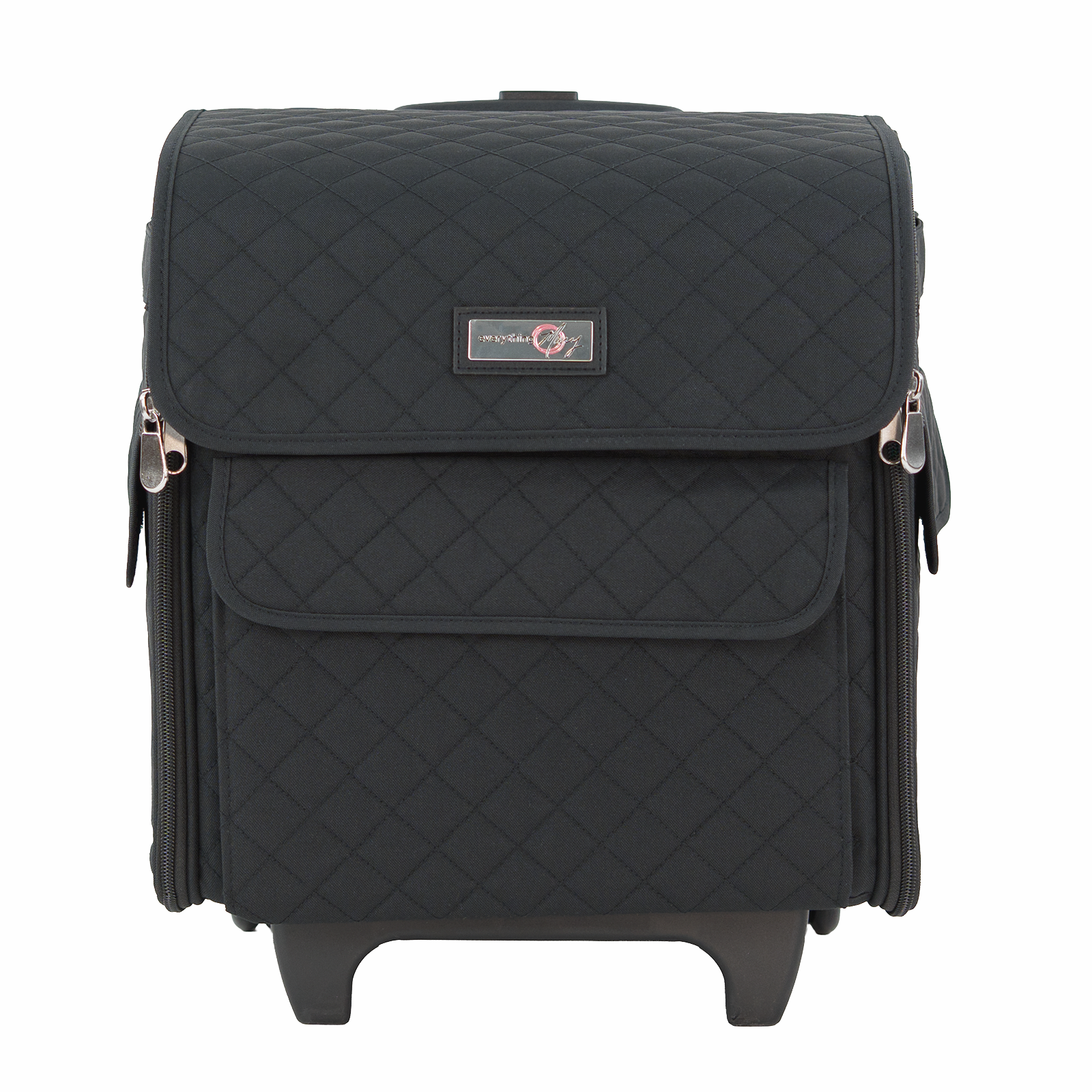 Collapsible Rolling Serger Machine Case, Black Quilted