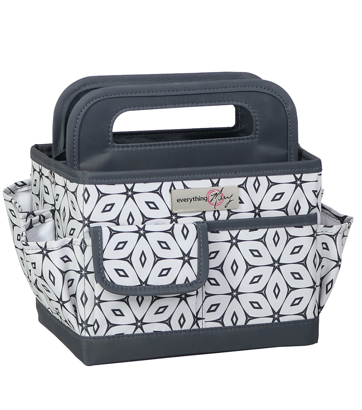 Everything Mary Collapsible Desktop Craft Caddy, Grey Geometric – Polyester Craft & Art Supply Organizer with 12 Storage Compartments