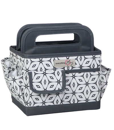 Everything Mary Collapsible Desktop Craft Caddy, Grey Geometric – Polyester Craft & Art Supply Organizer with 12 Storage Compartments