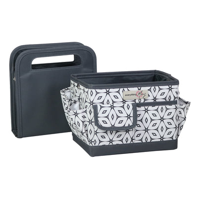 Everything Mary Collapsible Desktop Craft Caddy, Grey Geometric – Polyester Craft & Art Supply Organizer with 12 Storage Compartments
