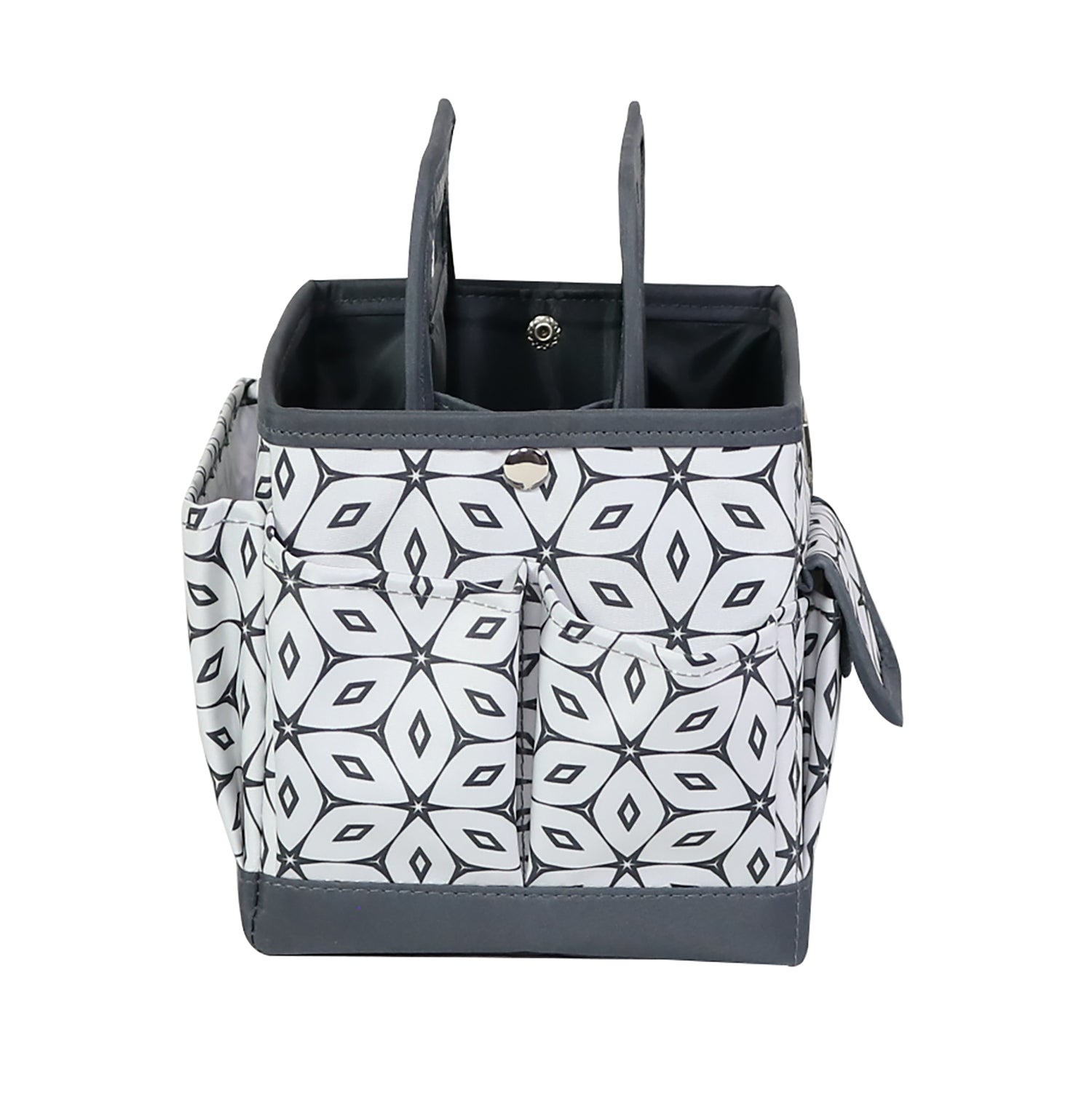 Everything Mary Collapsible Desktop Craft Caddy, Grey Geometric – Polyester Craft & Art Supply Organizer with 12 Storage Compartments