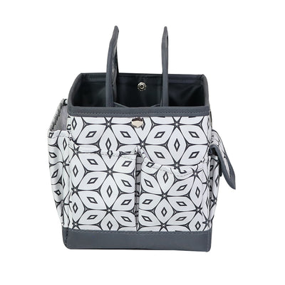 Everything Mary Collapsible Desktop Craft Caddy, Grey Geometric – Polyester Craft & Art Supply Organizer with 12 Storage Compartments