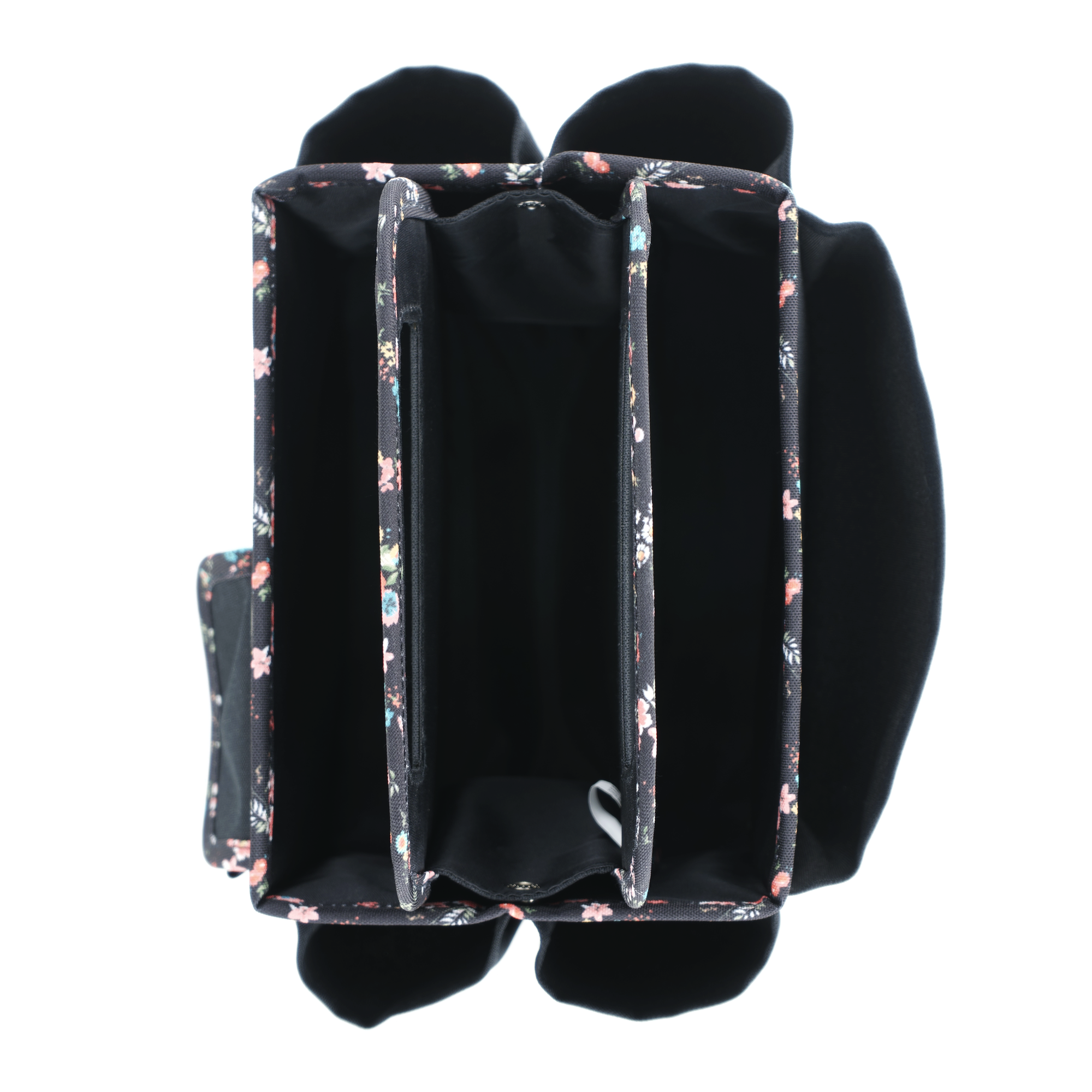 Everything Mary Collapsible Desktop Craft Caddy, Black & Floral Trim – Polyester Craft & Art Supply Organizer with 12 Storage Compartments