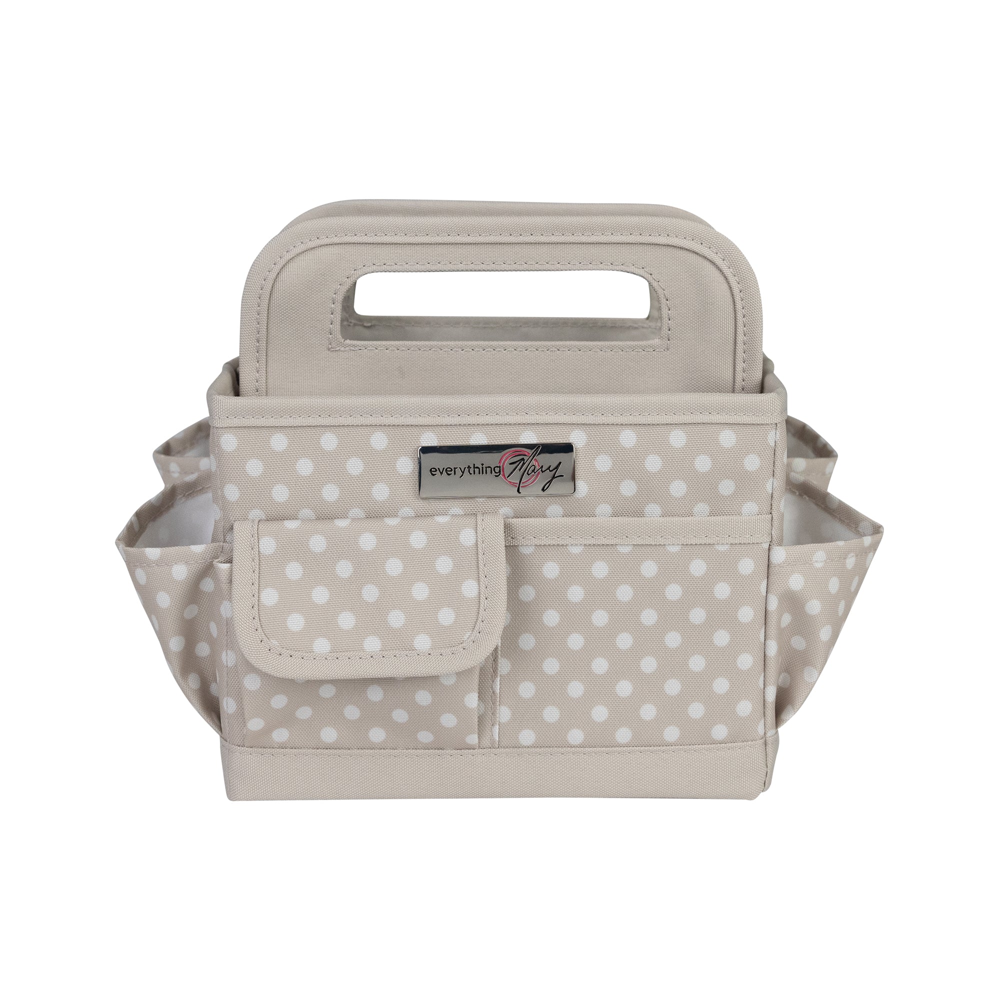 Everything Mary Collapsible Desktop Craft Caddy, Tan Dot – Polyester Craft & Art Supply Organizer with 12 Storage Compartments