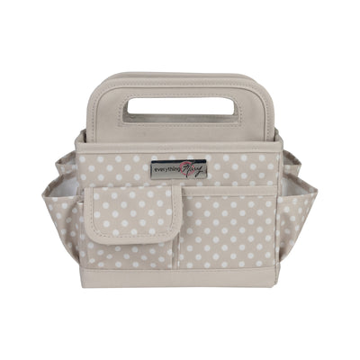 Everything Mary Collapsible Desktop Craft Caddy, Tan Dot – Polyester Craft & Art Supply Organizer with 12 Storage Compartments