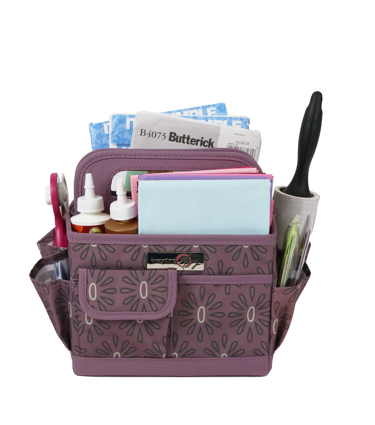 Everything Mary Collapsible Desktop Craft Caddy, Purple Geometric – Polyester Craft & Art Supply Organizer with 12 Storage Compartments