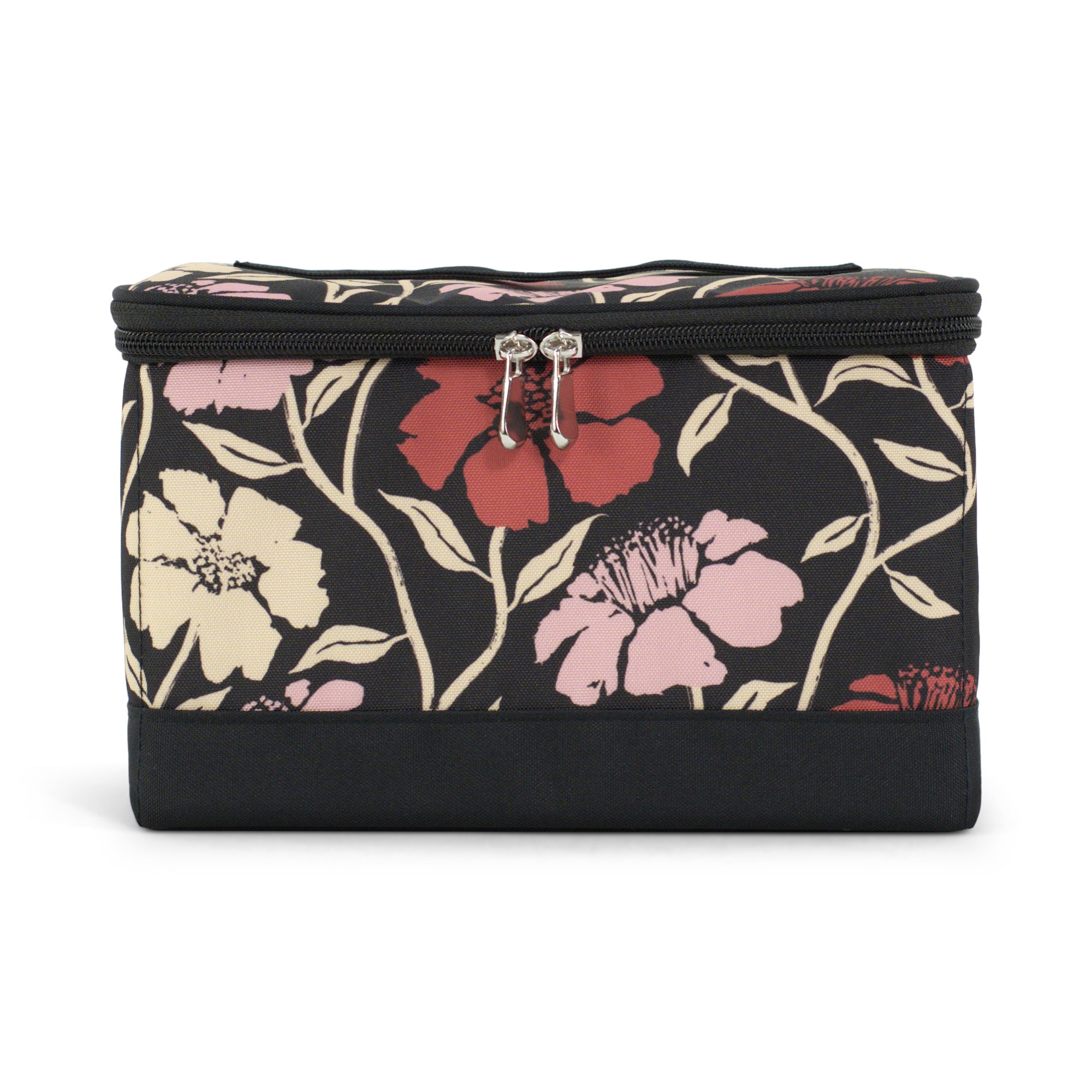 Everything Mary Sewing Box Organizer in Red & Tan Floral – Soft-Side Collapsible Sewing Kit Caddy with Pin Cushion & Storage Pocket for Notions