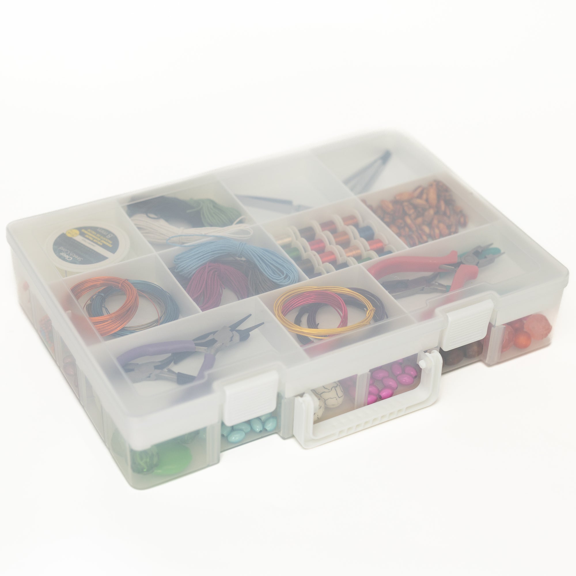 Everything Mary Plastic Craft & Hobby Storage Box with 30 Compartments – Clear & Gray Organizer for Beads, Jewelry, Sewing Supplies, & DIY Tools