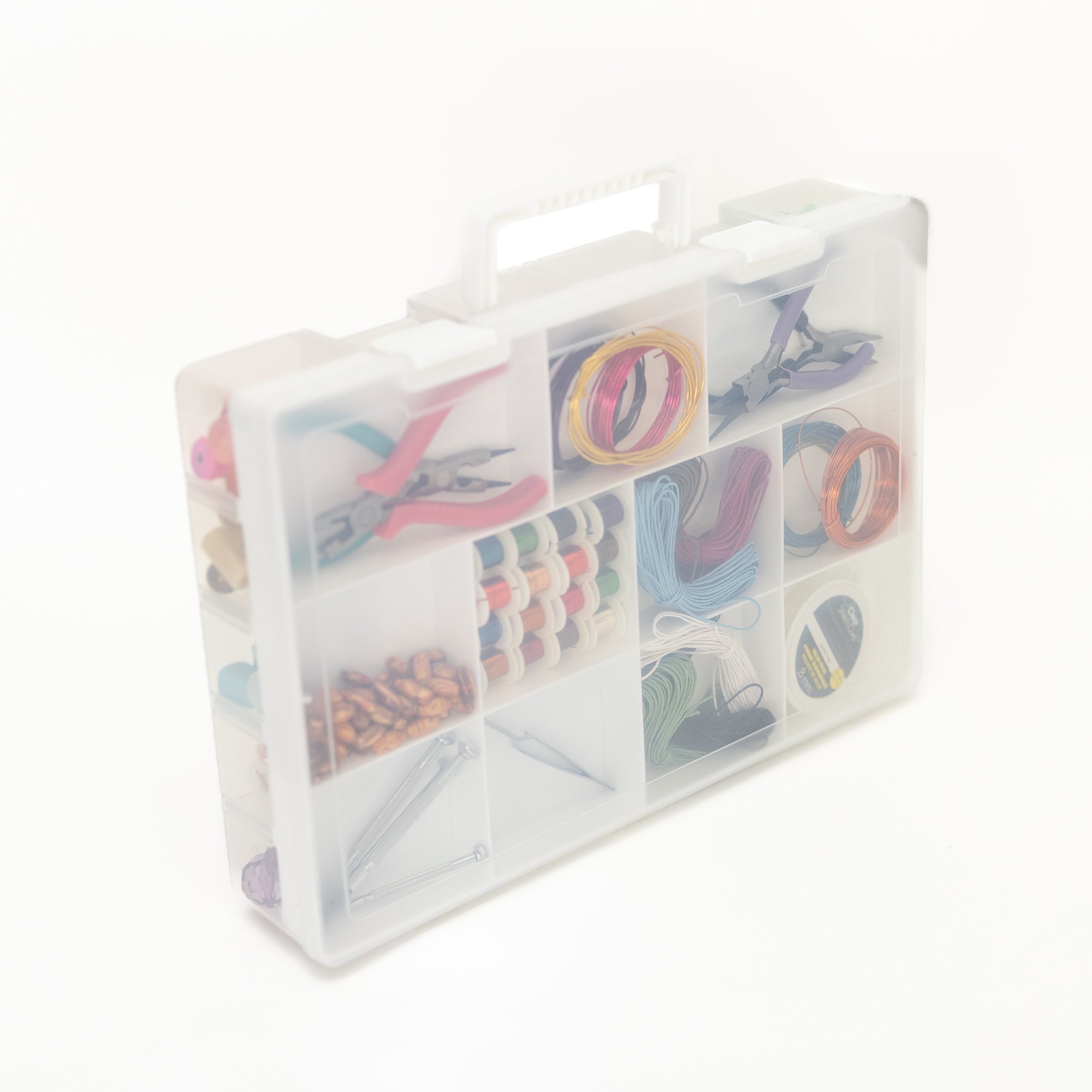 Everything Mary Plastic Craft & Hobby Storage Box with 30 Compartments – Clear & Gray Organizer for Beads, Jewelry, Sewing Supplies, & DIY Tools