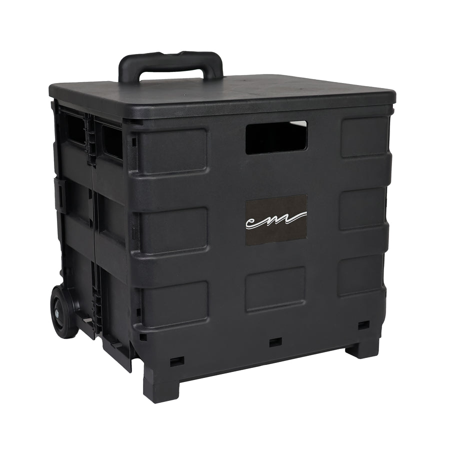 Collapsible Rolling Craft Cart with Lid – Black